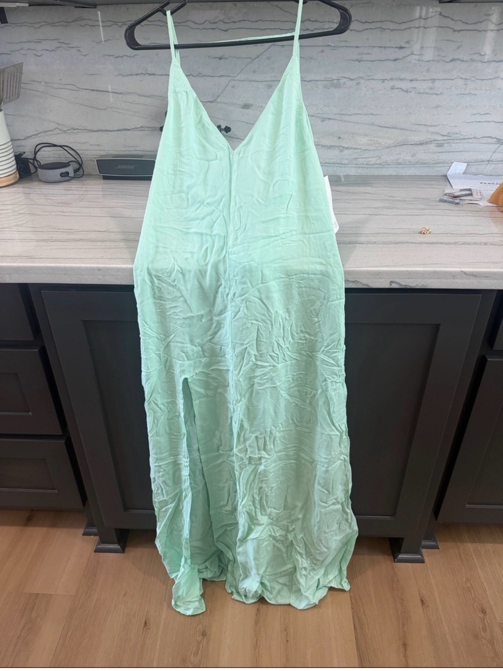 Tobi Mint Green Slip Maxi Dress with V-Neck